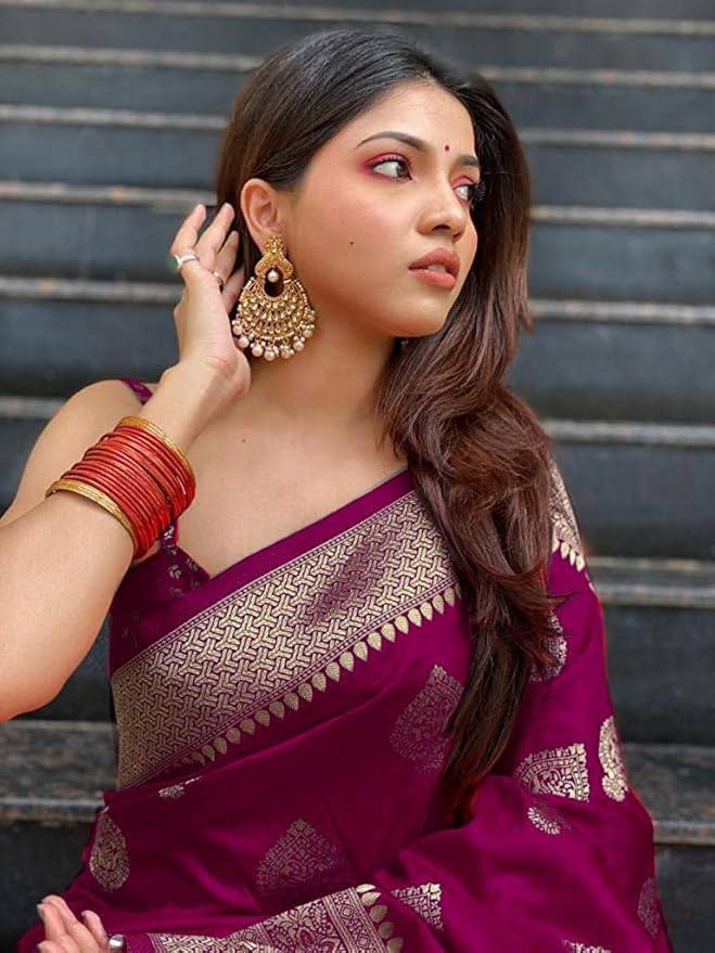 Women's Kanjivaram Soft Silk Banarasi Saree With Blouse Piece | Banarasi Sari For Women | Saree with Blosepiece