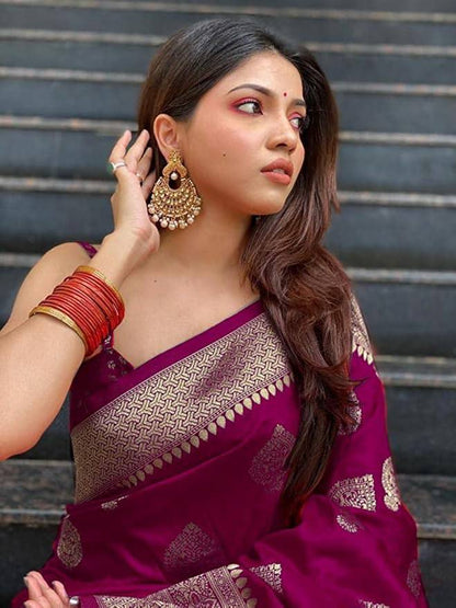 Women's Kanjivaram Soft Silk Banarasi Saree With Blouse Piece | Banarasi Sari For Women | Saree with Blosepiece