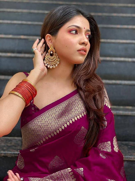 Women's Kanjivaram Soft Silk Banarasi Saree With Blouse Piece | Banarasi Sari For Women | Saree with Blosepiece