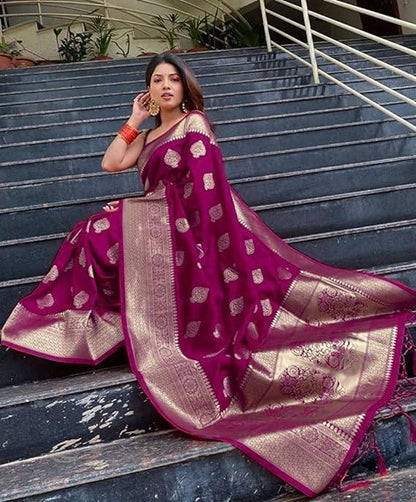 Women's Kanjivaram Soft Silk Banarasi Saree With Blouse Piece | Banarasi Sari For Women | Saree with Blosepiece