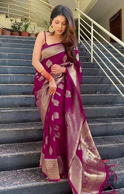 Women's Kanjivaram Soft Silk Banarasi Saree With Blouse Piece | Banarasi Sari For Women | Saree with Blosepiece