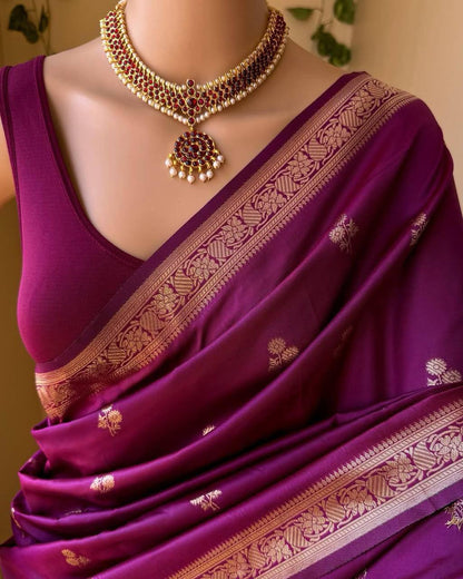 Premium Wine Soft Silk Saree with Rich Pallu and All-Over Jacquard Work