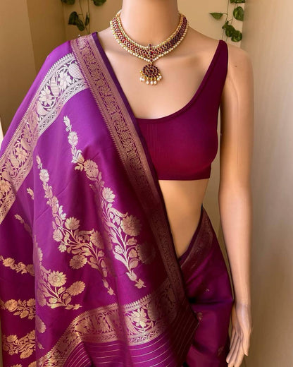 Premium Wine Soft Silk Saree with Rich Pallu and All-Over Jacquard Work