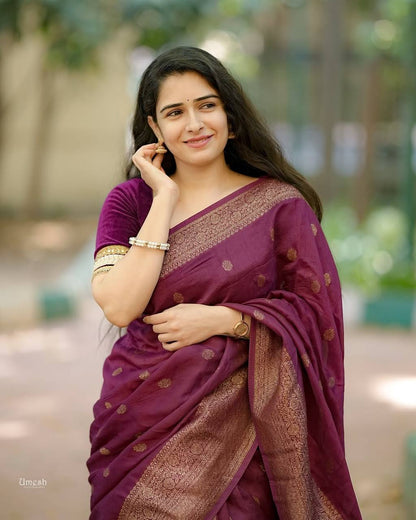 Premium Maroon Soft Silk Saree with Rich Pallu and All-Over Jacquard Work