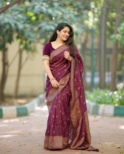 Premium Maroon Soft Silk Saree with Rich Pallu and All-Over Jacquard Work